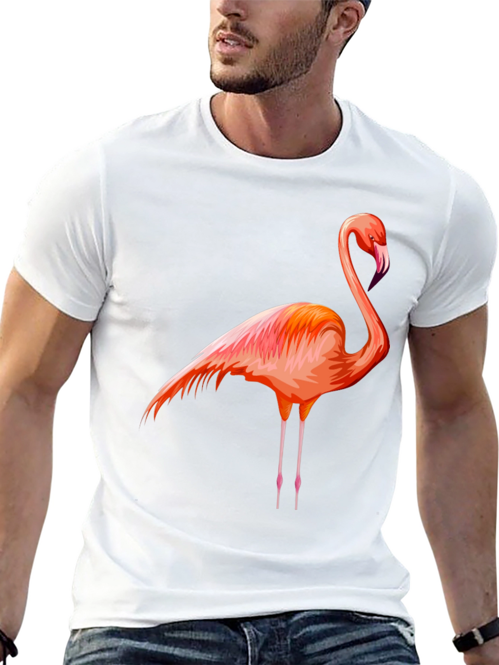 Flamingo Graphic Tee - Black Cotton Comfort