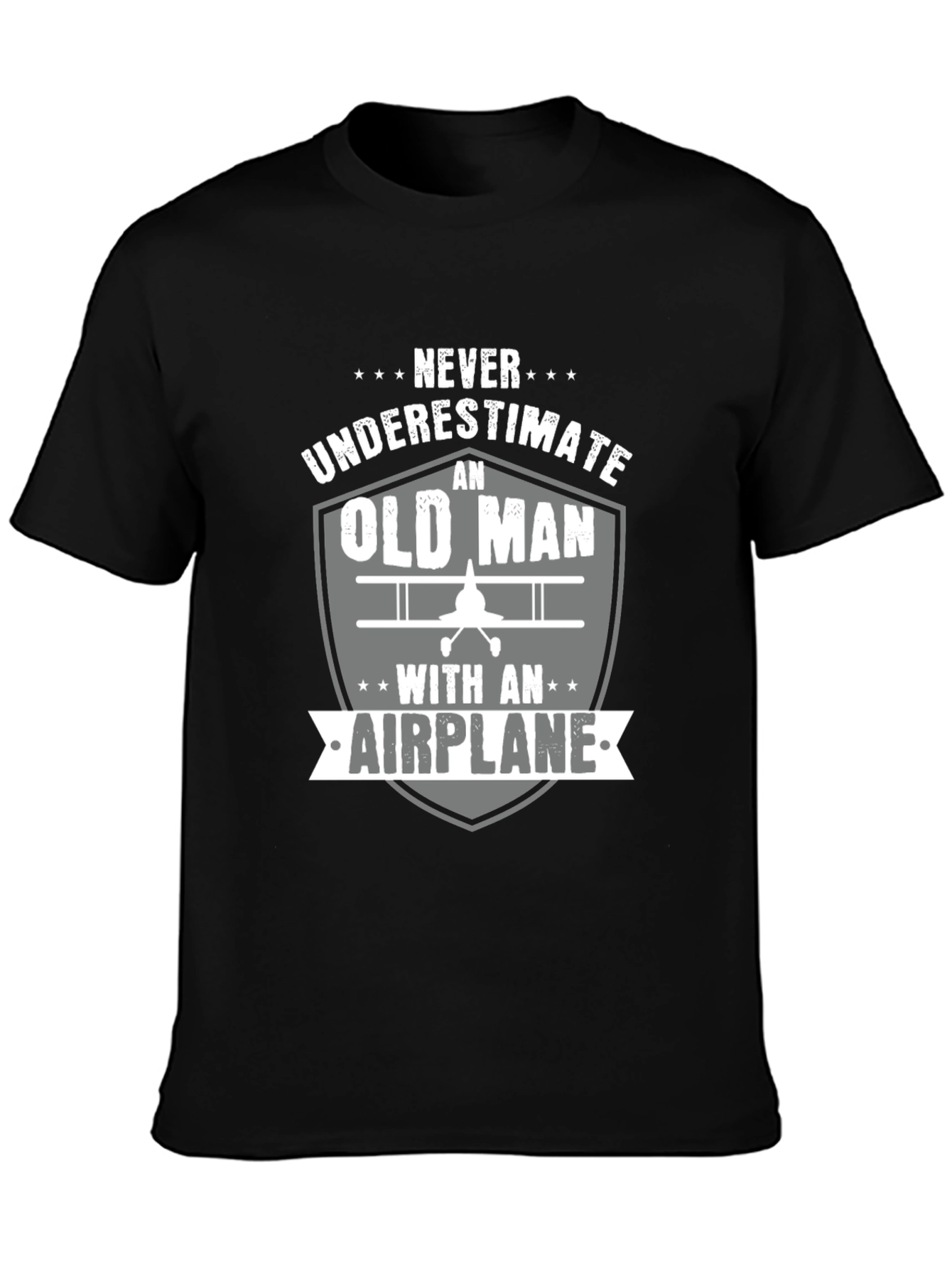 Never Underestimate an Old Man with an Airplane T-Shirt
