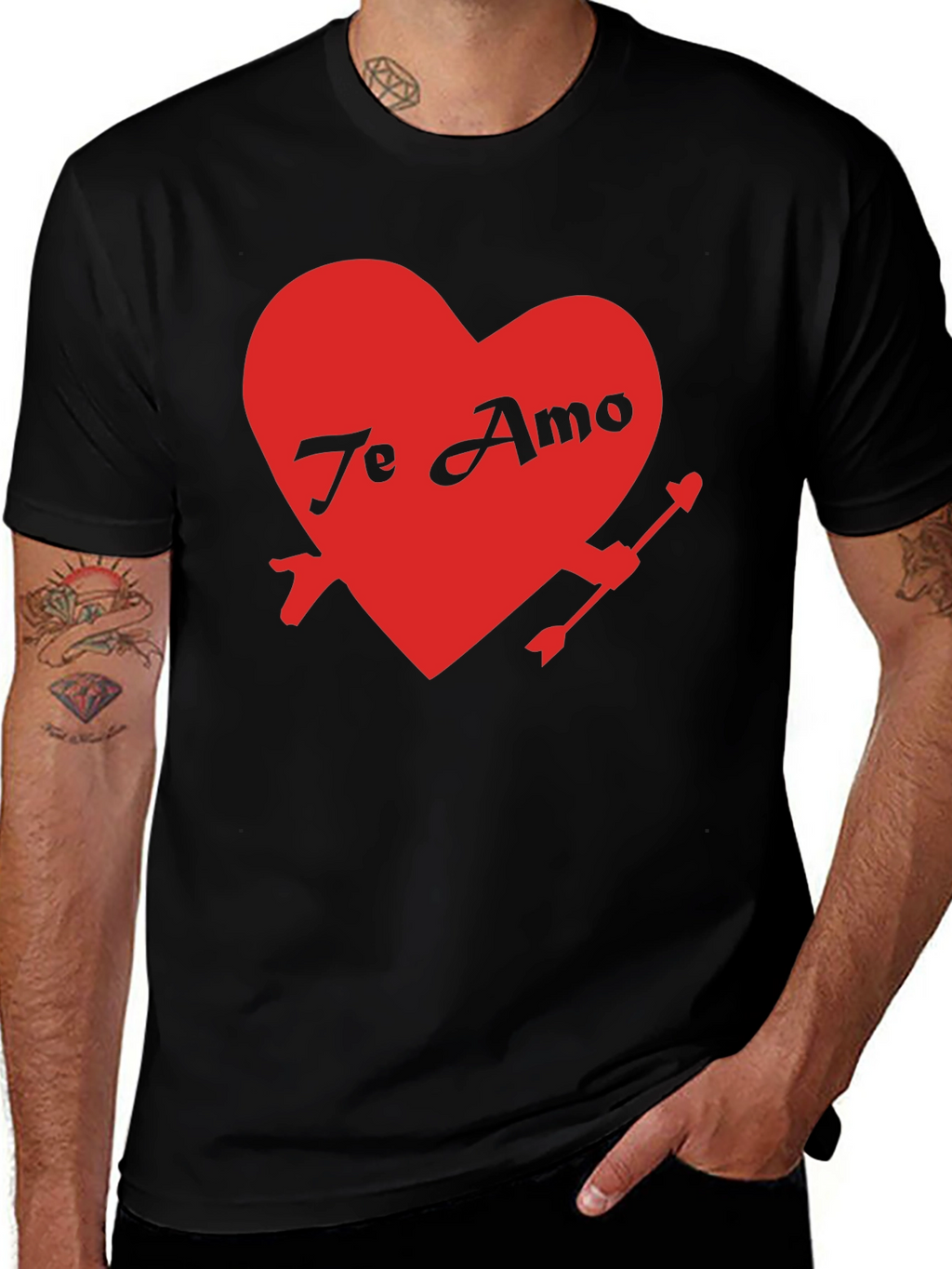 Te Amo Heart Valentines Day Black T-Shirt