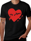 Te Amo Heart Valentines Day Black T-Shirt
