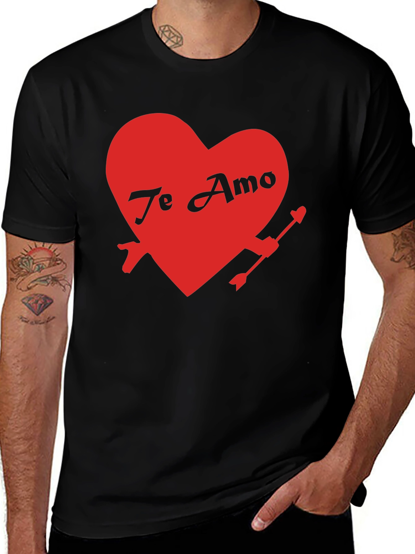 Te Amo Heart Valentines Day Black T-Shirt