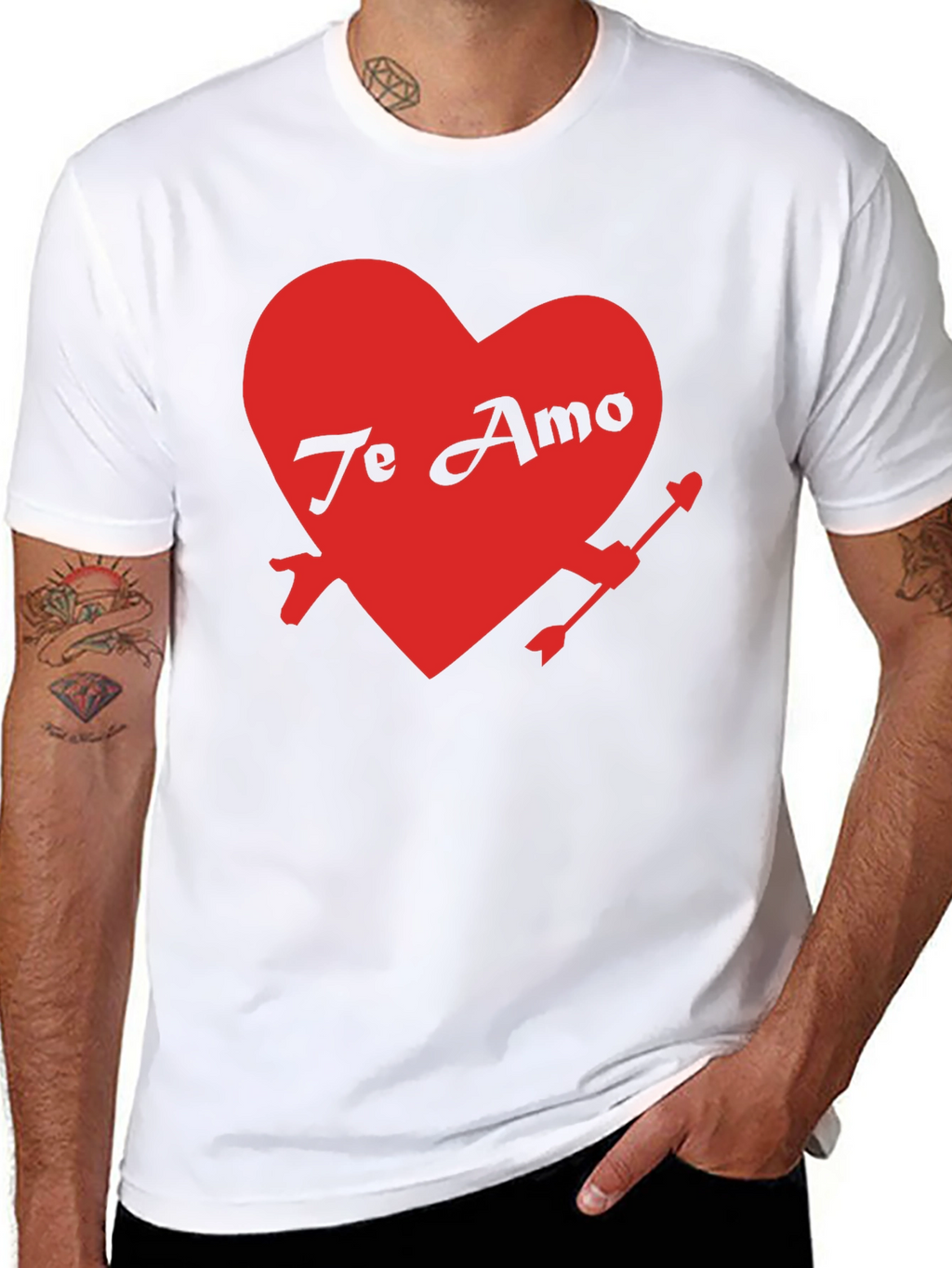 Te Amo Heart Valentines Day Black T-Shirt