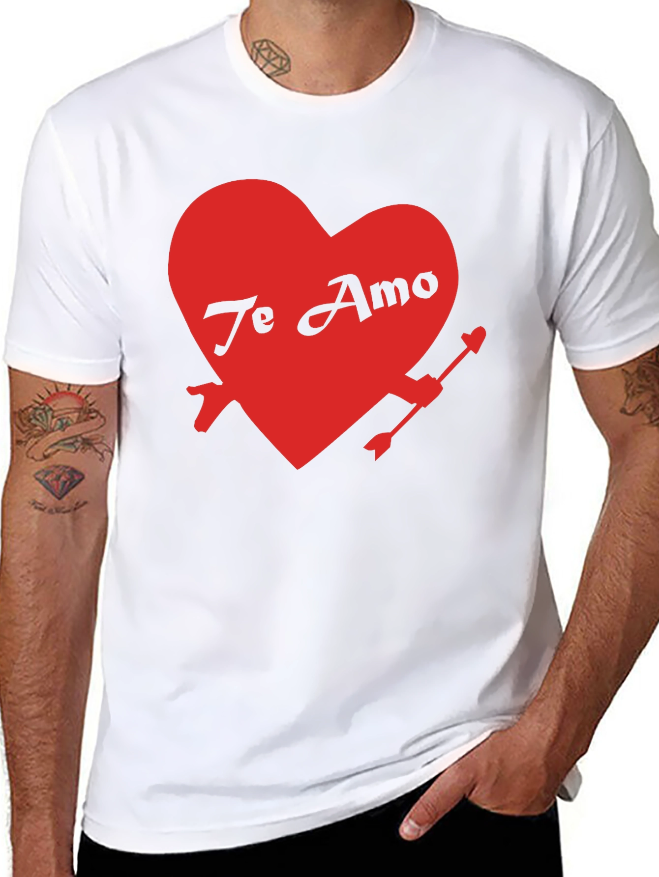 Te Amo Heart Valentines Day Black T-Shirt