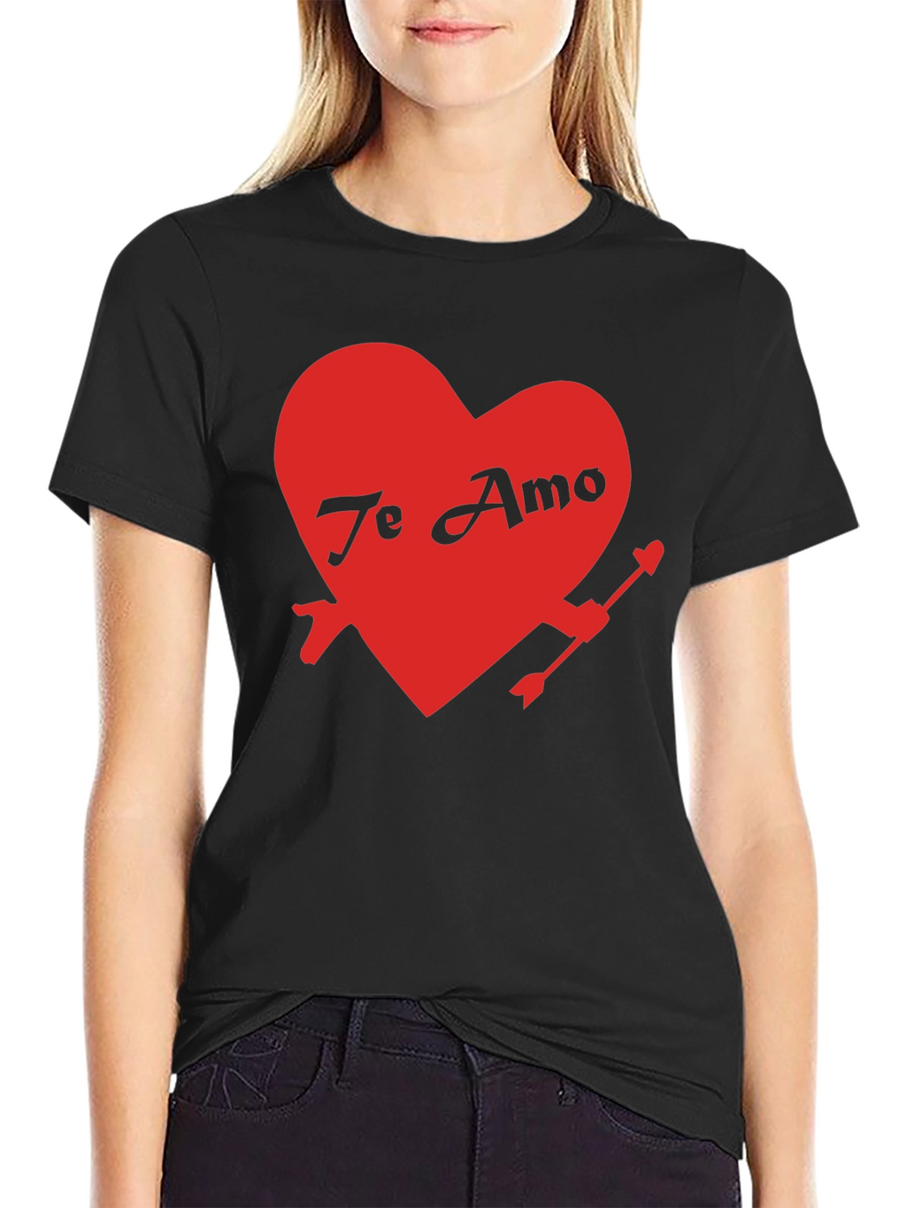 Te Amo Heart Valentines Day Black T-Shirt