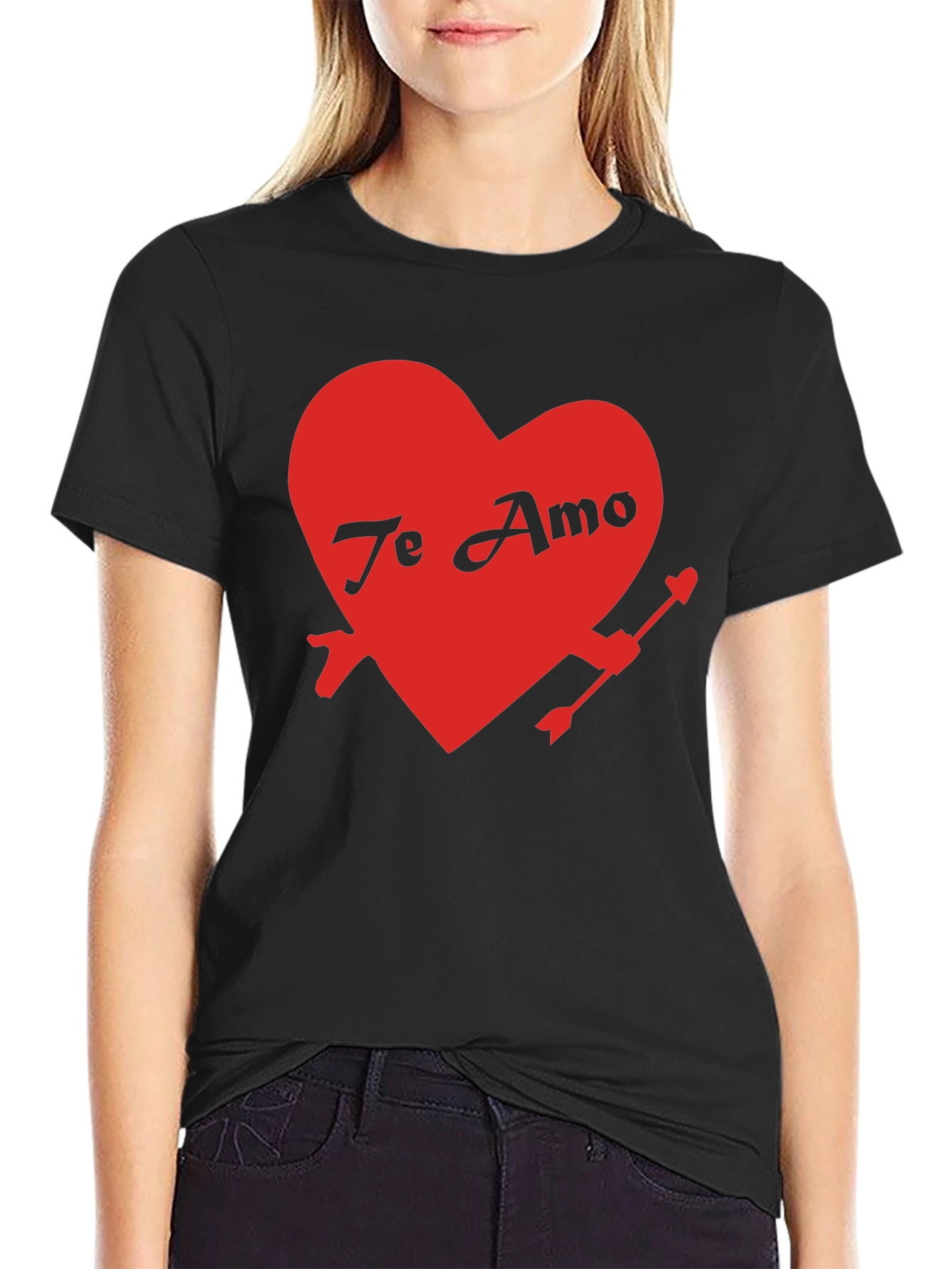 Te Amo Heart Valentines Day Black T-Shirt