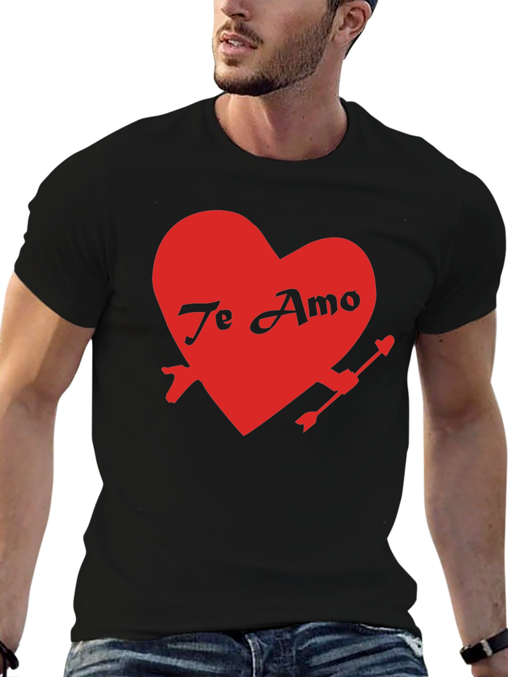 Te Amo Heart Valentines Day Black T-Shirt