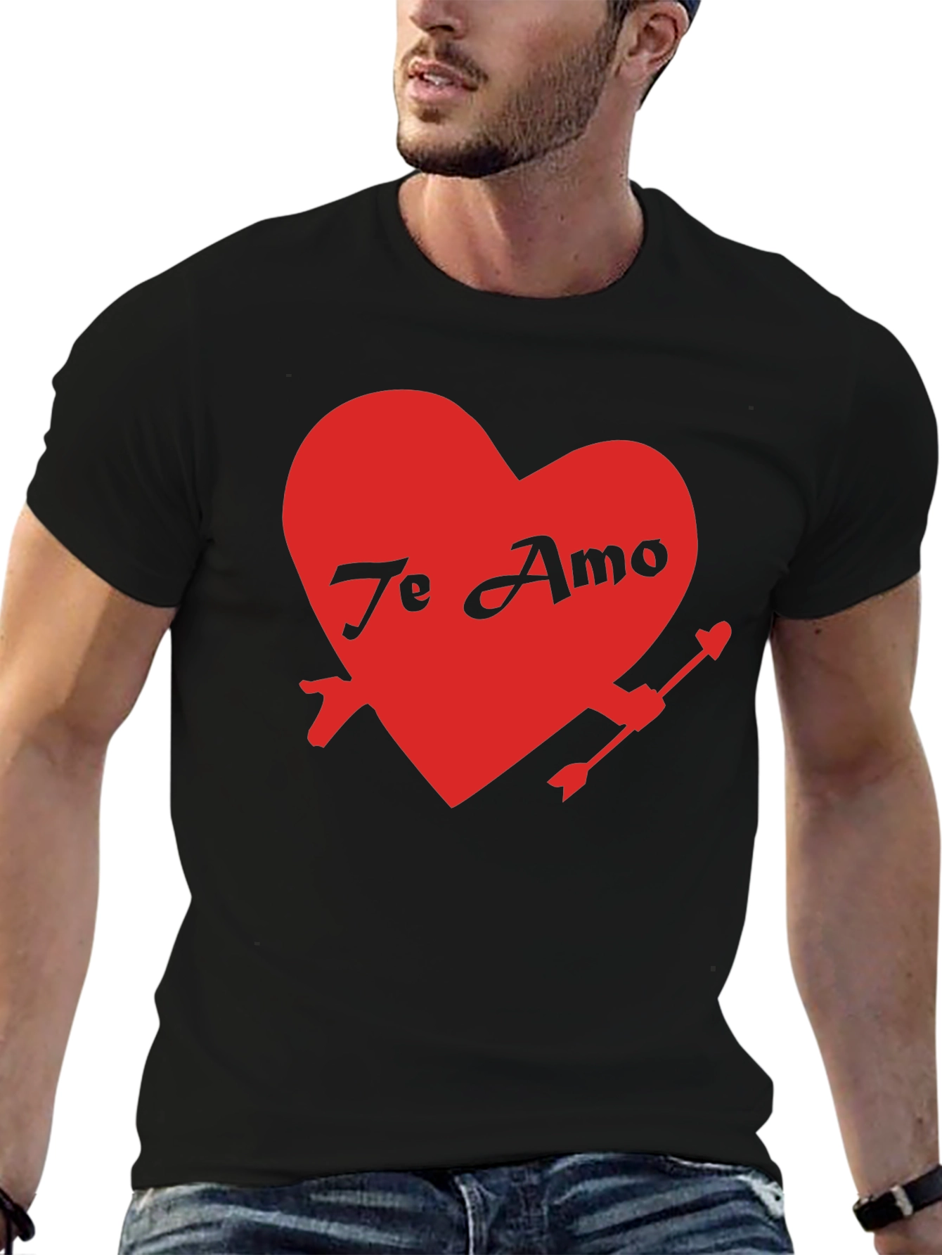 Te Amo Heart Valentines Day Black T-Shirt