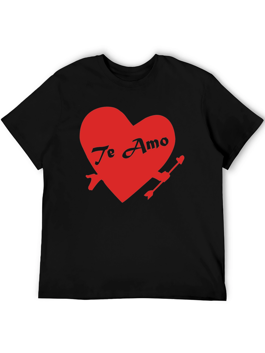 Te Amo Heart Valentines Day Black T-Shirt