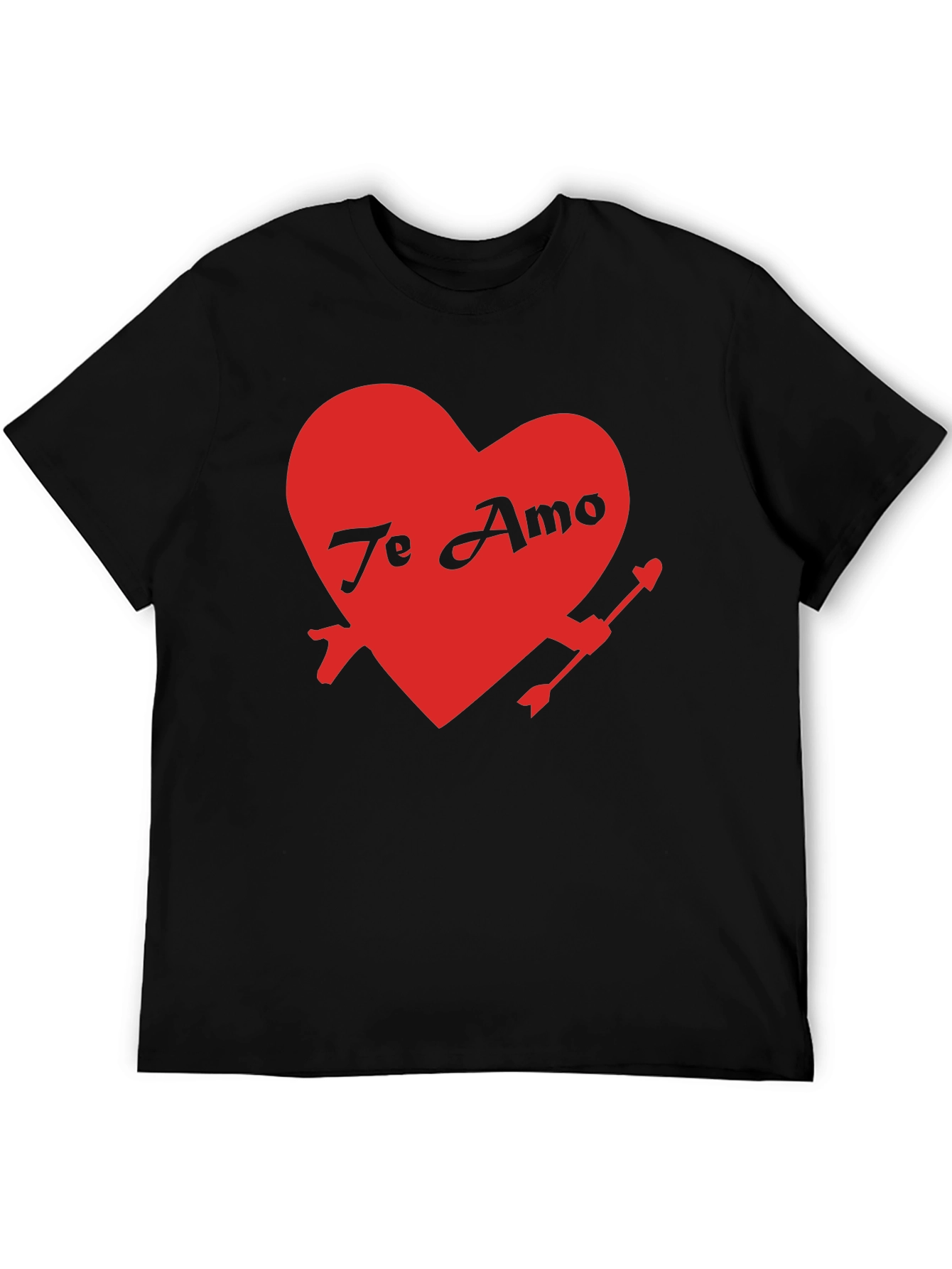 Te Amo Heart Valentines Day Black T-Shirt