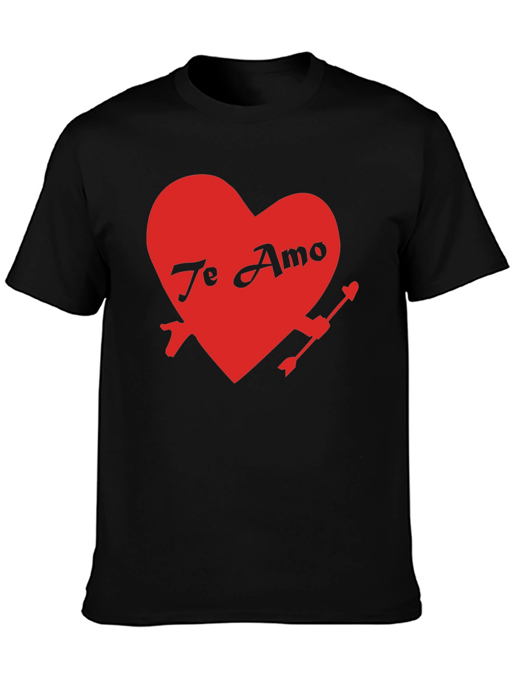 Te Amo Heart Valentines Day Black T-Shirt