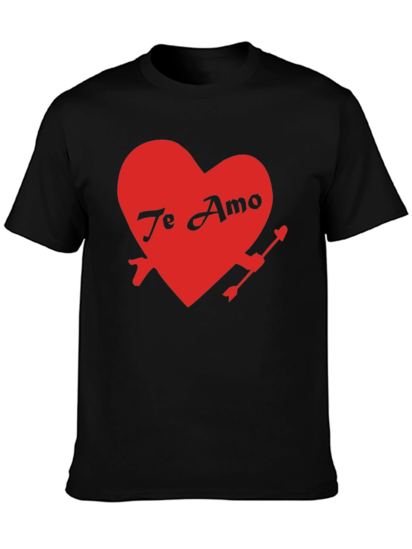 Te Amo Heart Valentines Day Black T-Shirt