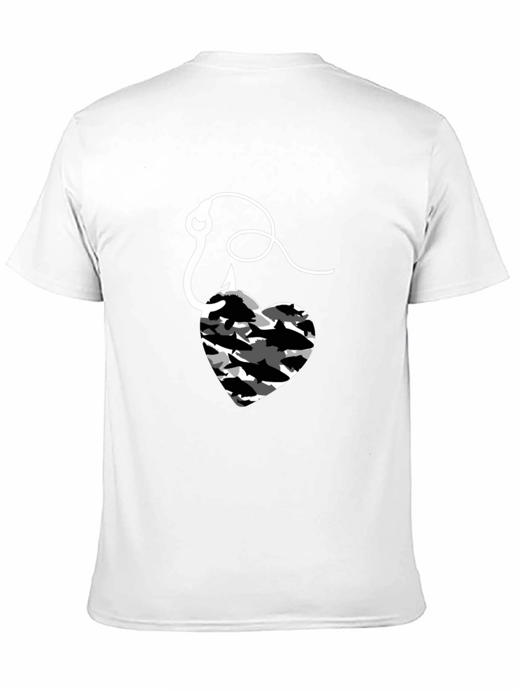Fishing Heart Hook T-Shirt - Mens Black Tee