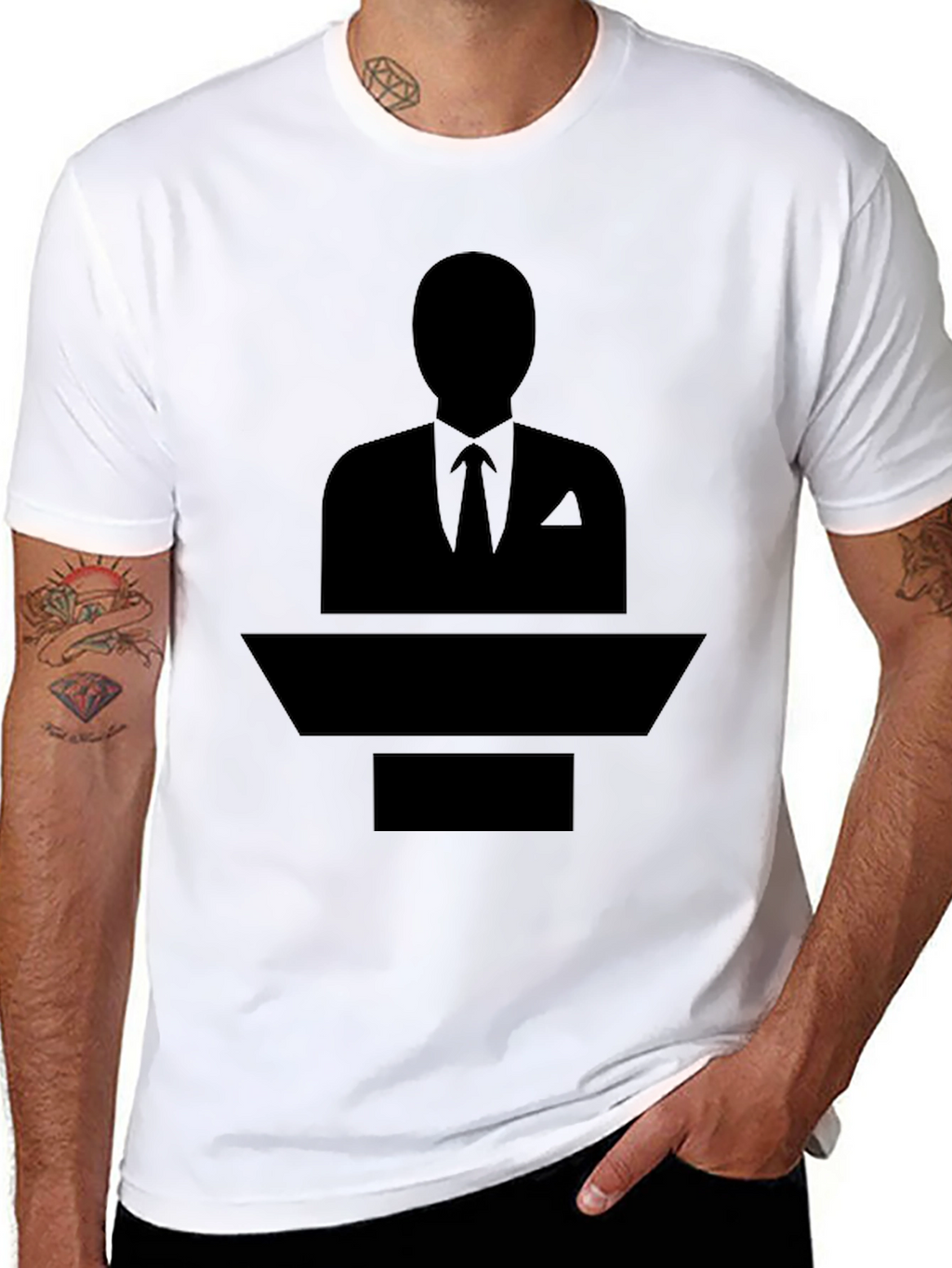 Black Silhouette Suit T-Shirt