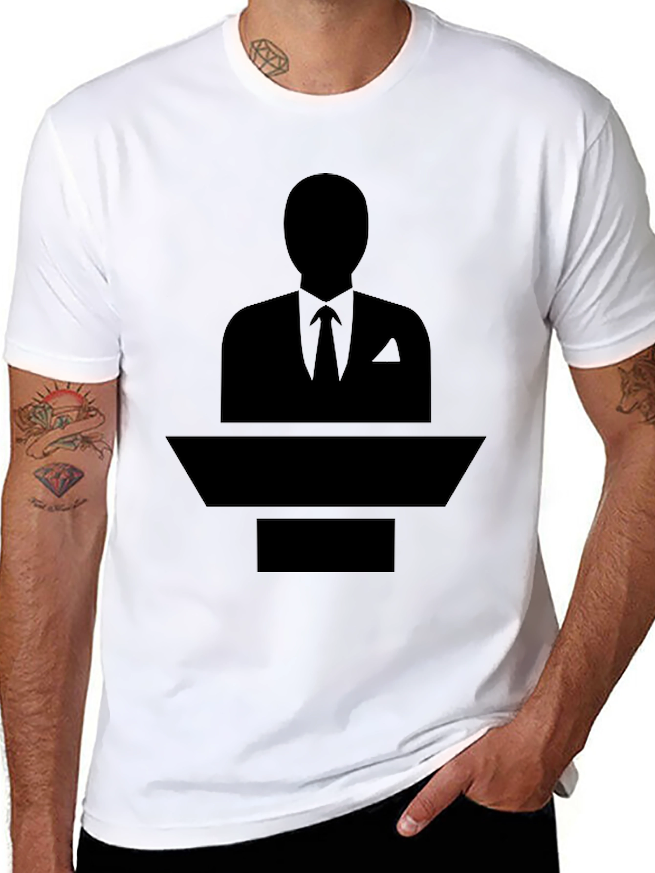 Black Silhouette Suit T-Shirt