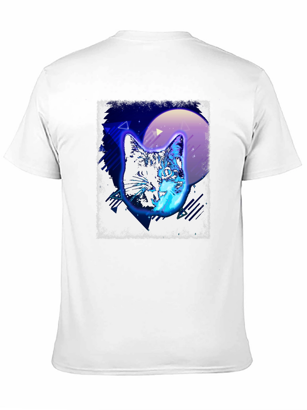 Retro Cat Graphic Tee - Black Cotton T-Shirt