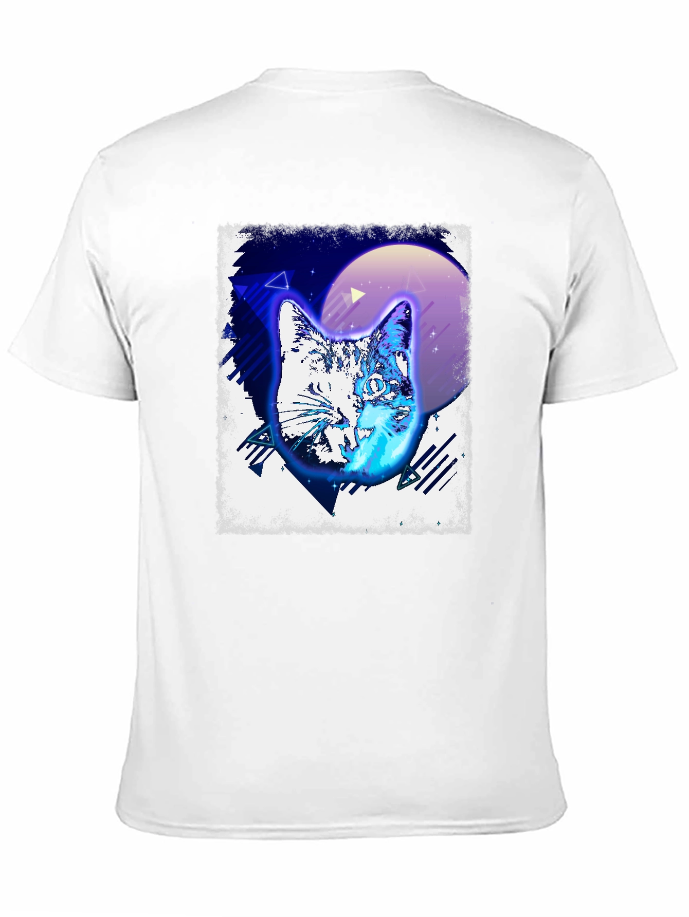Retro Cat Graphic Tee - Black Cotton T-Shirt
