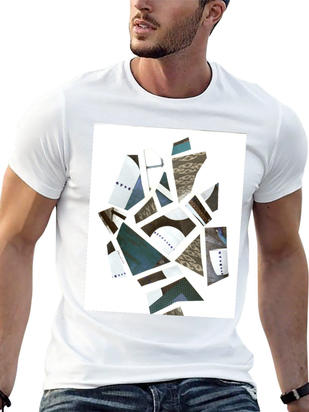 Abstract Geometric Collage Tee - Modern Art Shirt
