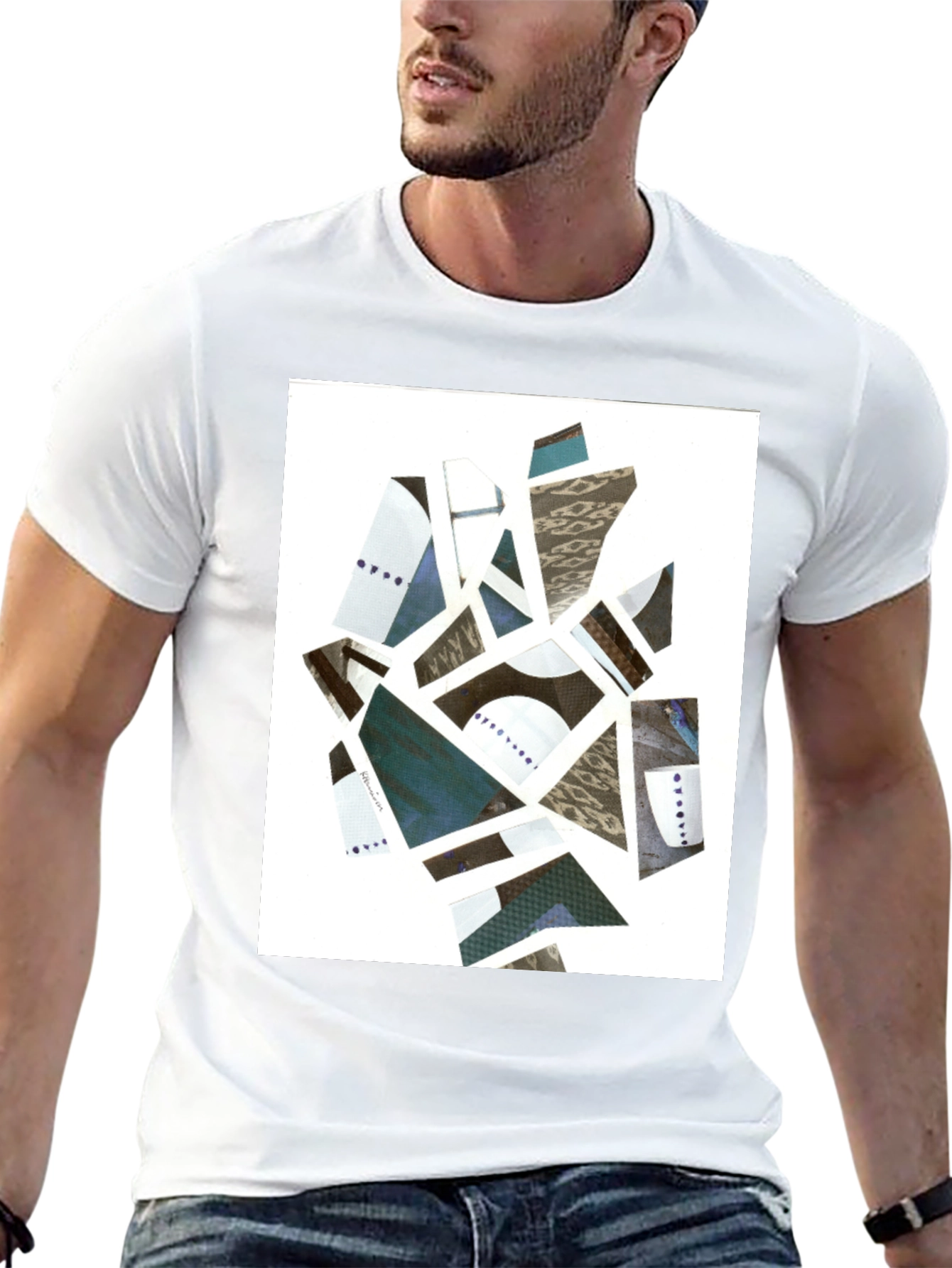 Abstract Geometric Collage Tee - Modern Art Shirt