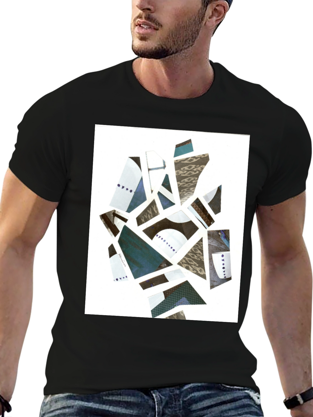 Abstract Geometric Collage Tee - Modern Art Shirt