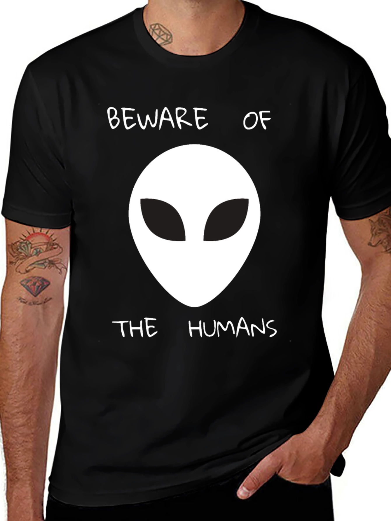 Beware of the Humans Alien Graphic T-Shirt