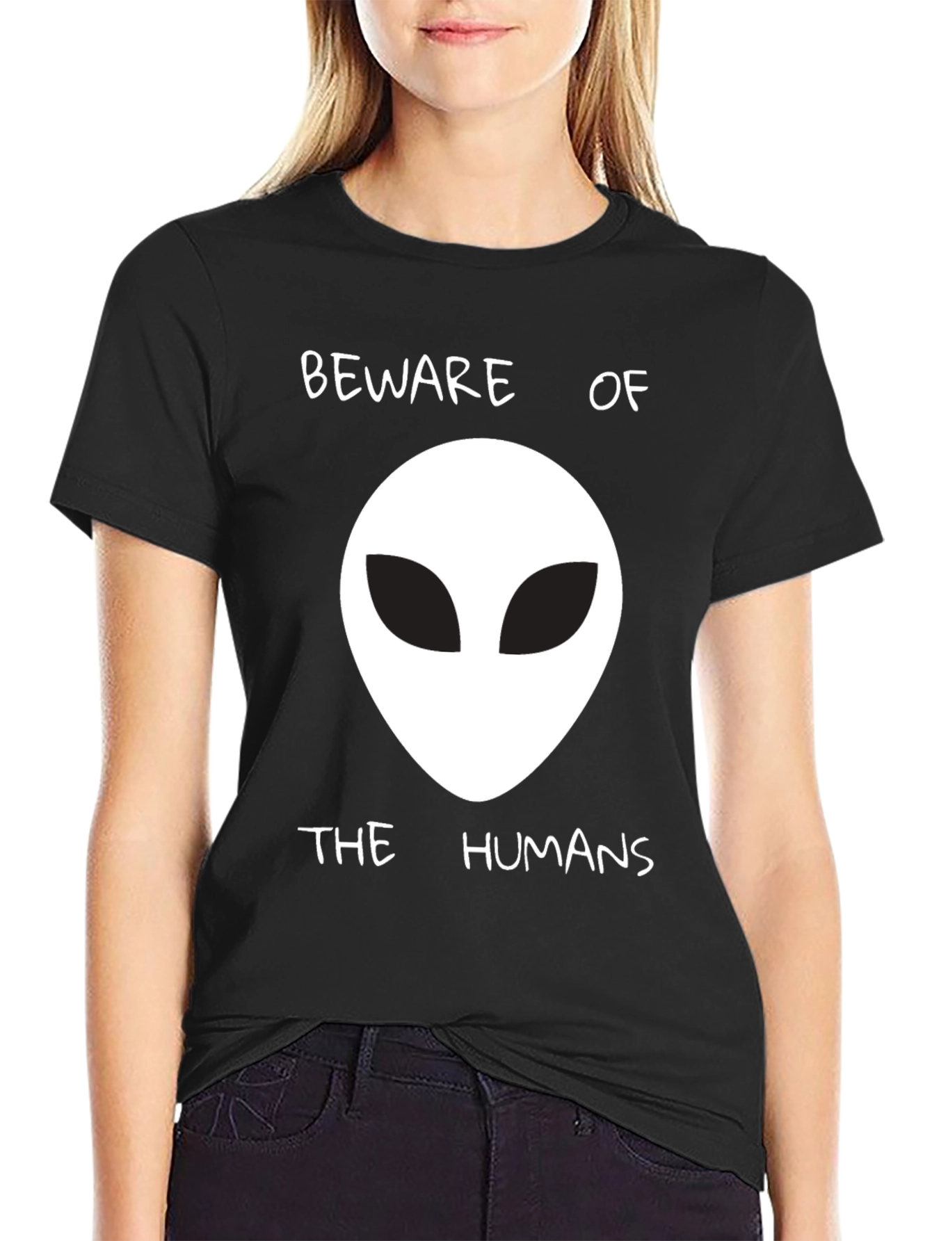 Beware of the Humans Alien Graphic T-Shirt