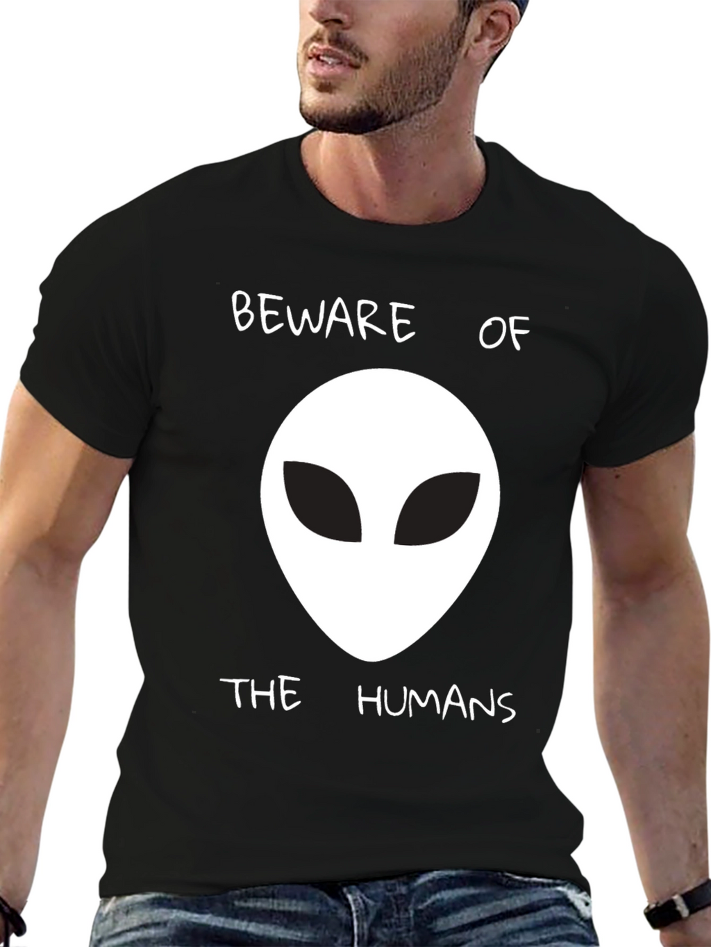 Beware of the Humans Alien Graphic T-Shirt