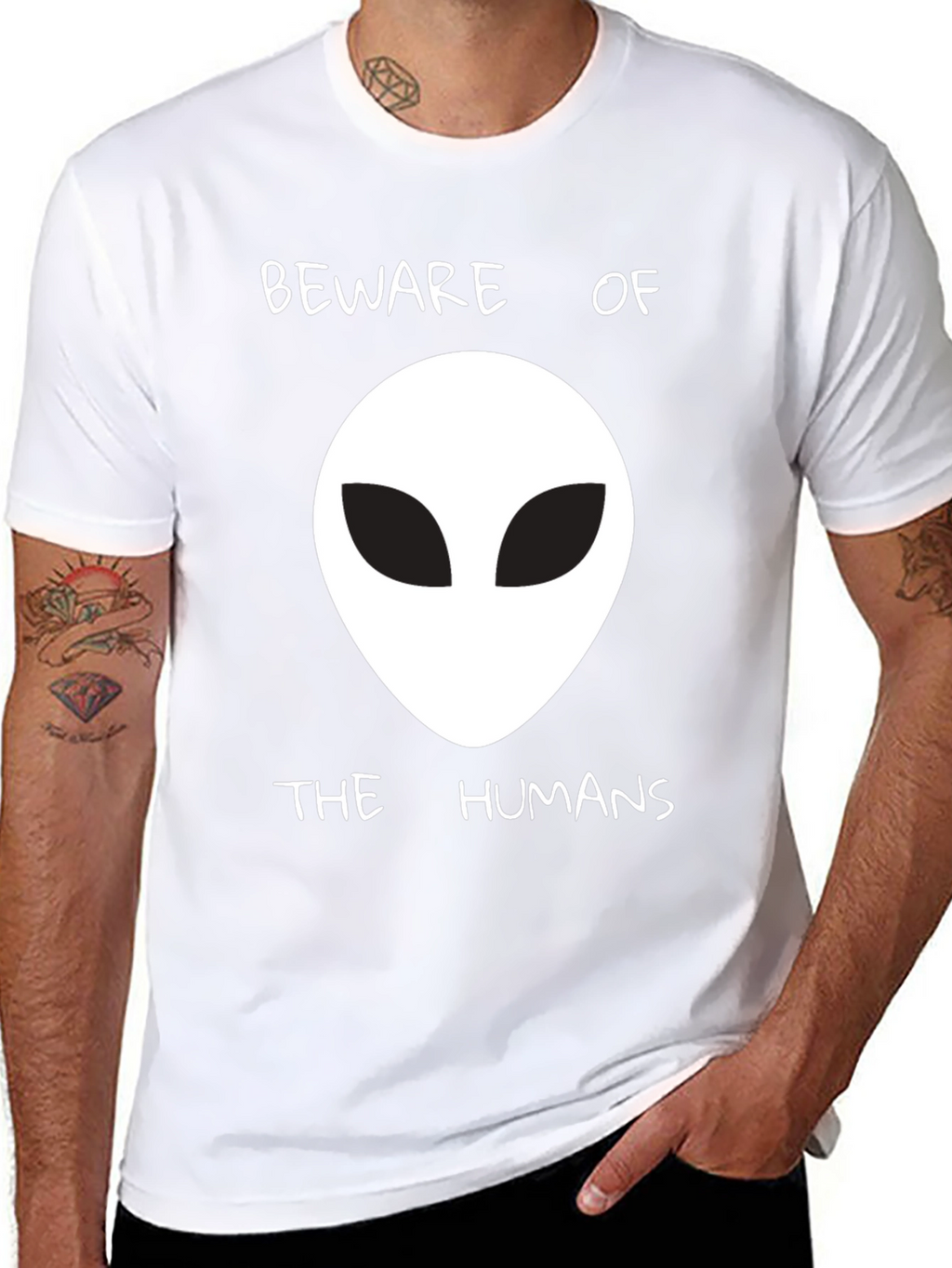 Beware of the Humans Alien Graphic T-Shirt