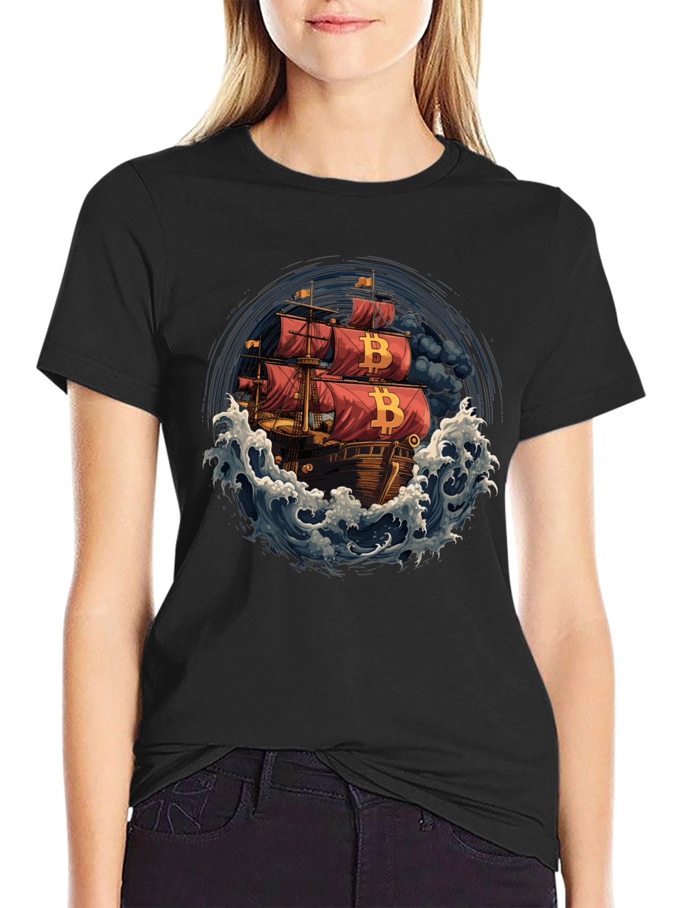 Bitcoin Pirate Ship T-Shirt - Crypto Tee