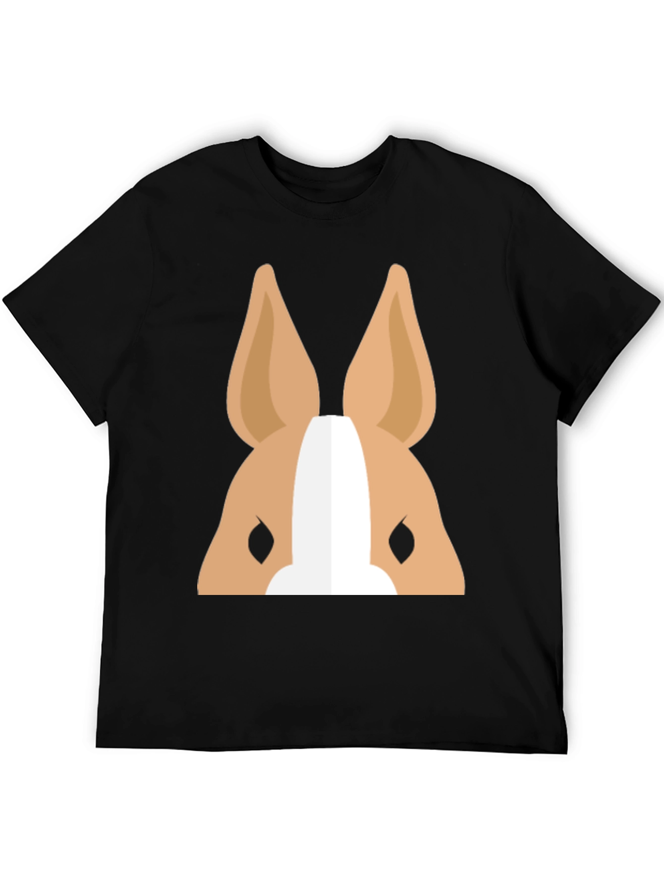 Cartoon Dog Face Graphic T-Shirt - Black