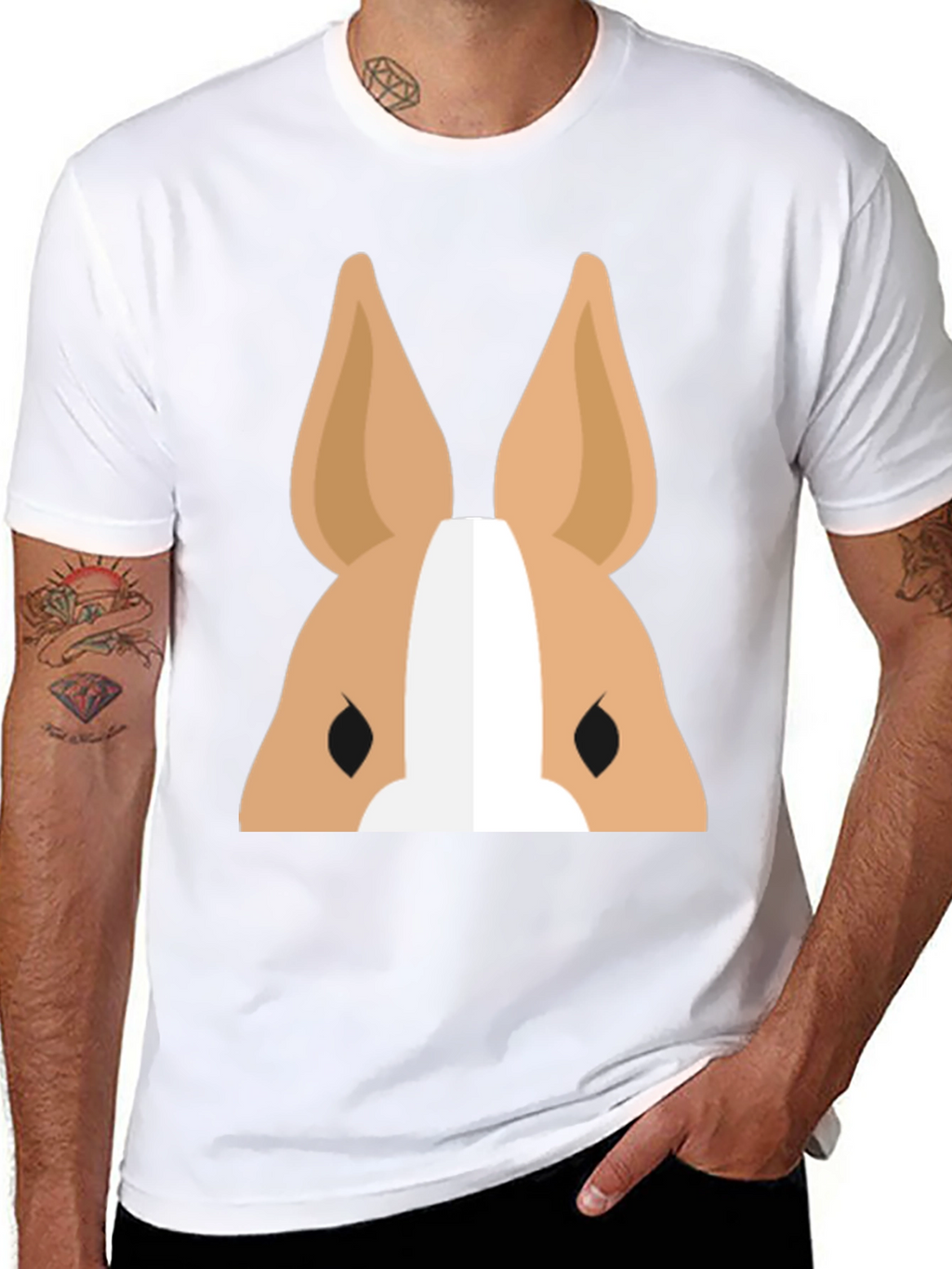 Cartoon Dog Face Graphic T-Shirt - Black