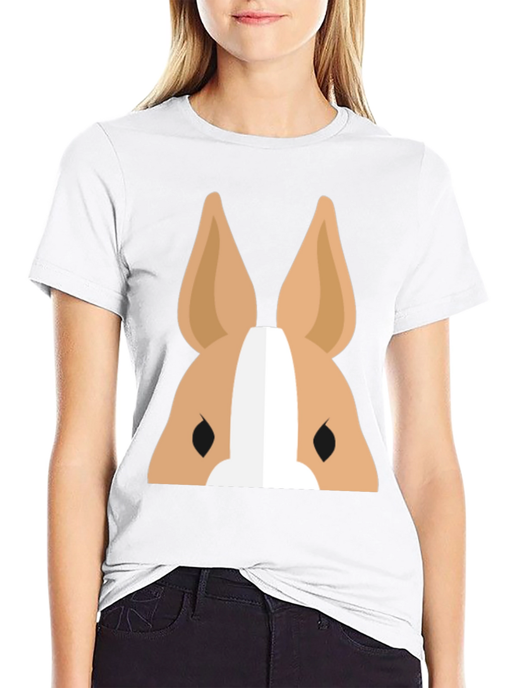 Cartoon Dog Face Graphic T-Shirt - Black