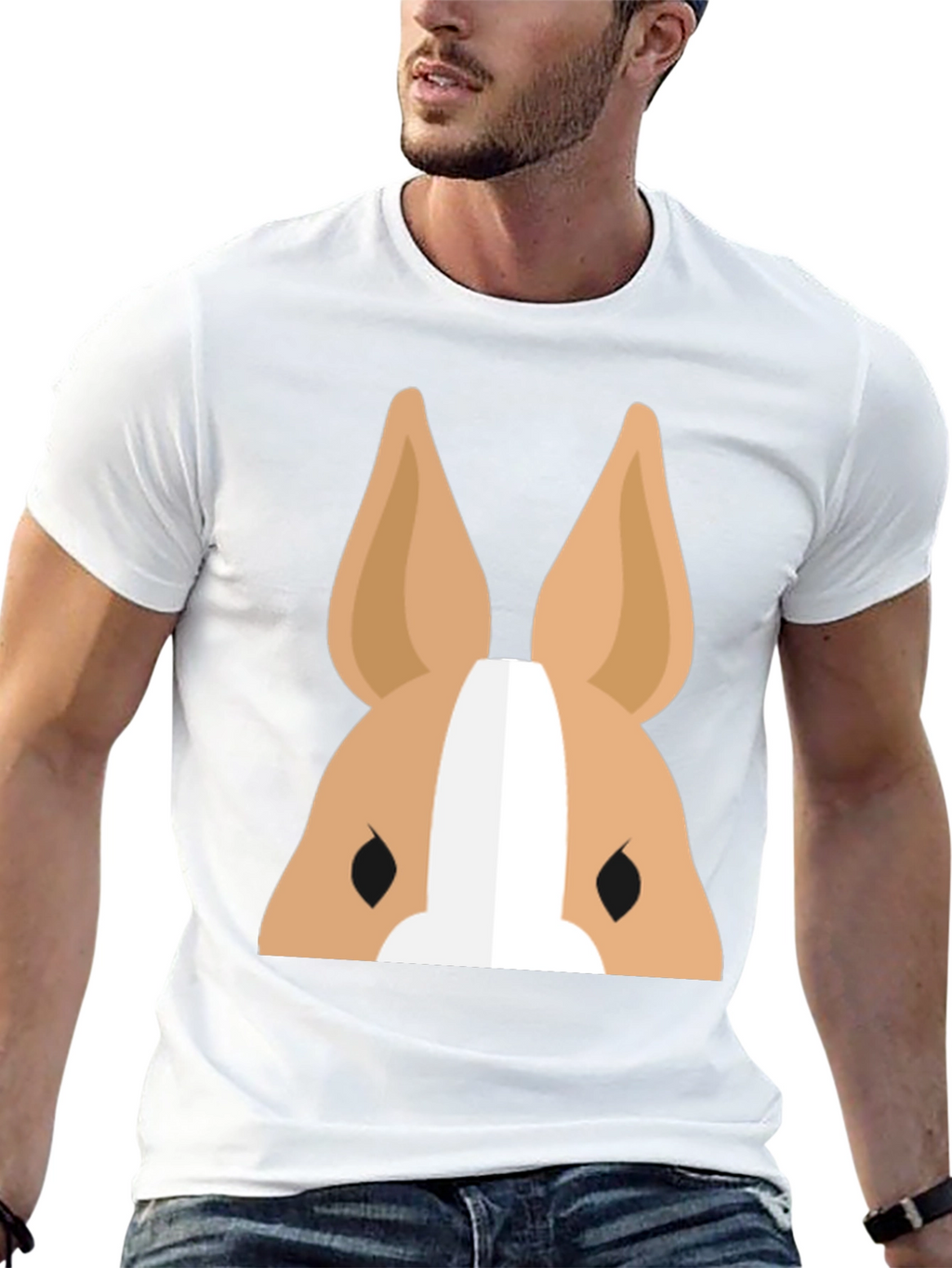 Cartoon Dog Face Graphic T-Shirt - Black