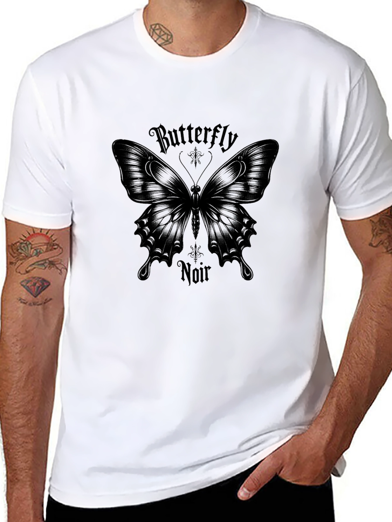 Butterfly Noir Graphic Tee - Stylish Black Cotton Shirt
