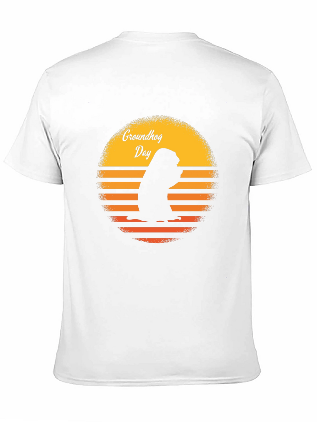 Groundhog Day Retro Sunset Black T-Shirt