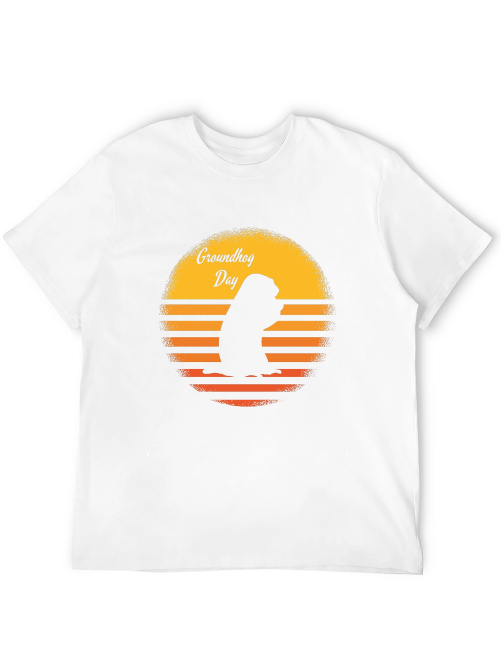 Groundhog Day Retro Sunset Black T-Shirt