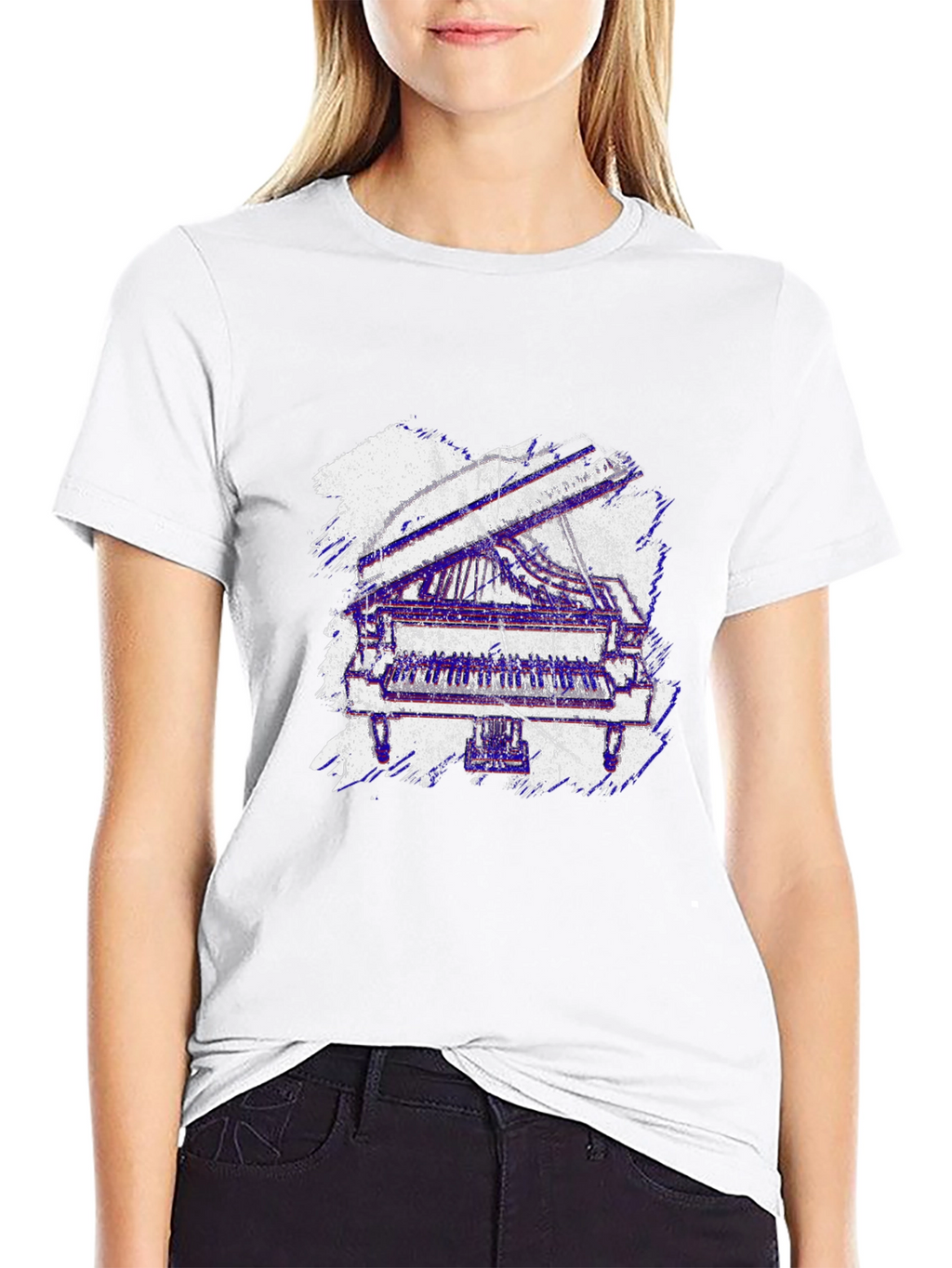 Piano Graphic Tee - Musical Instrument T-Shirt