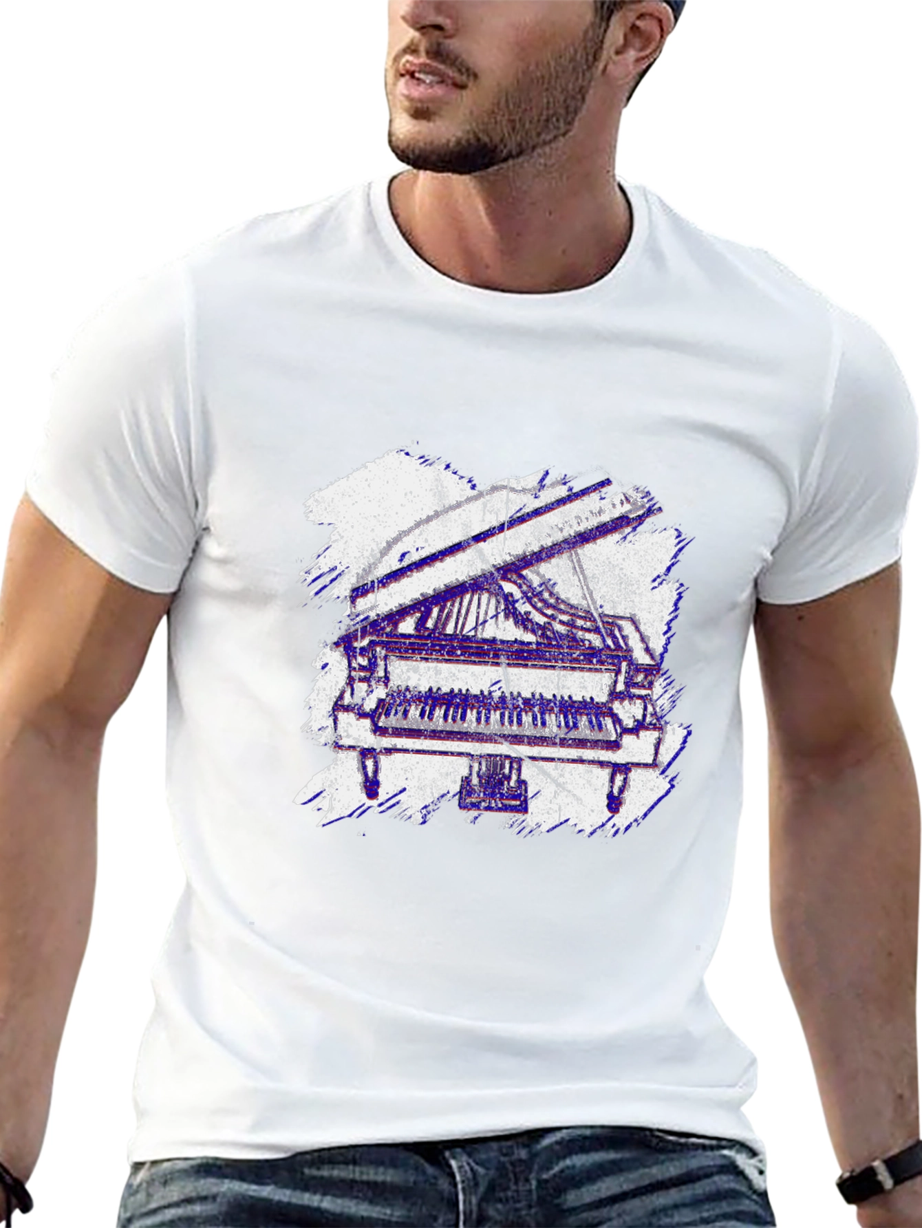 Piano Graphic Tee - Musical Instrument T-Shirt