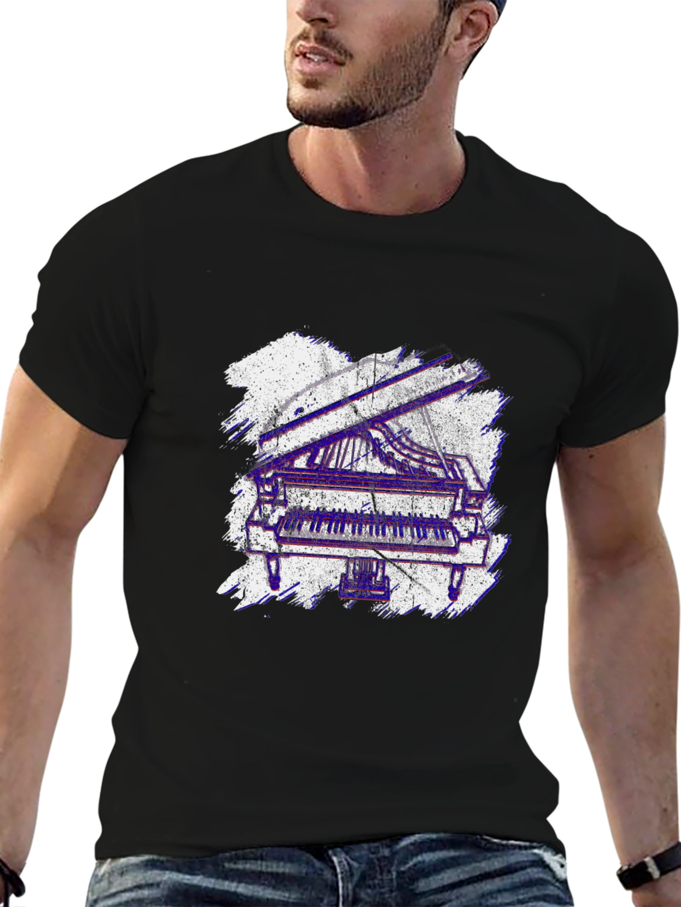 Piano Graphic Tee - Musical Instrument T-Shirt