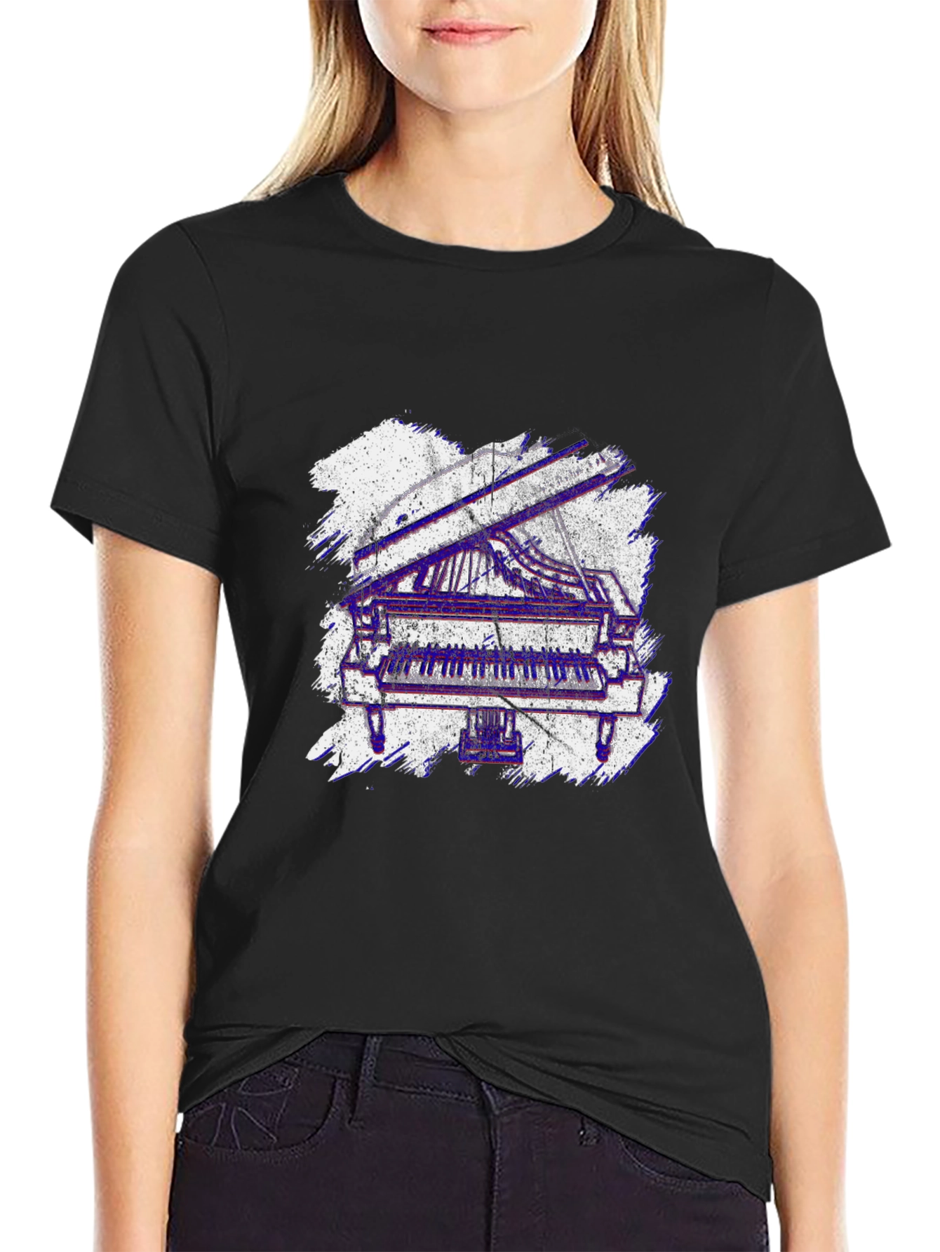 Piano Graphic Tee - Musical Instrument T-Shirt