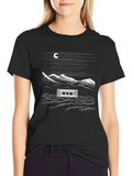 Black Graphic Tee - Cabin by Moonlight