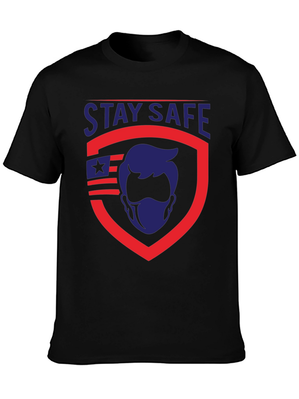 Stay Safe Graphic T-Shirt - Patriotic Shield Design
