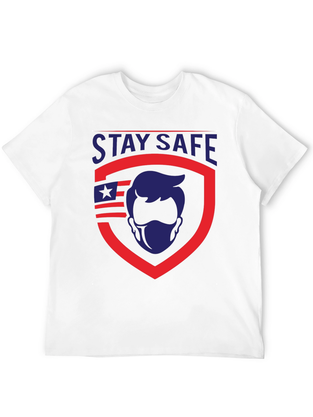 Stay Safe Graphic T-Shirt - Patriotic Shield Design