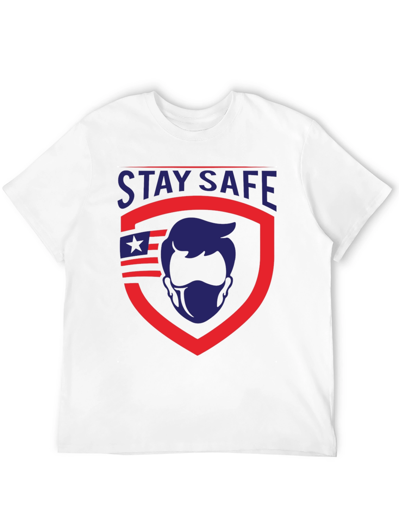 Stay Safe Graphic T-Shirt - Patriotic Shield Design