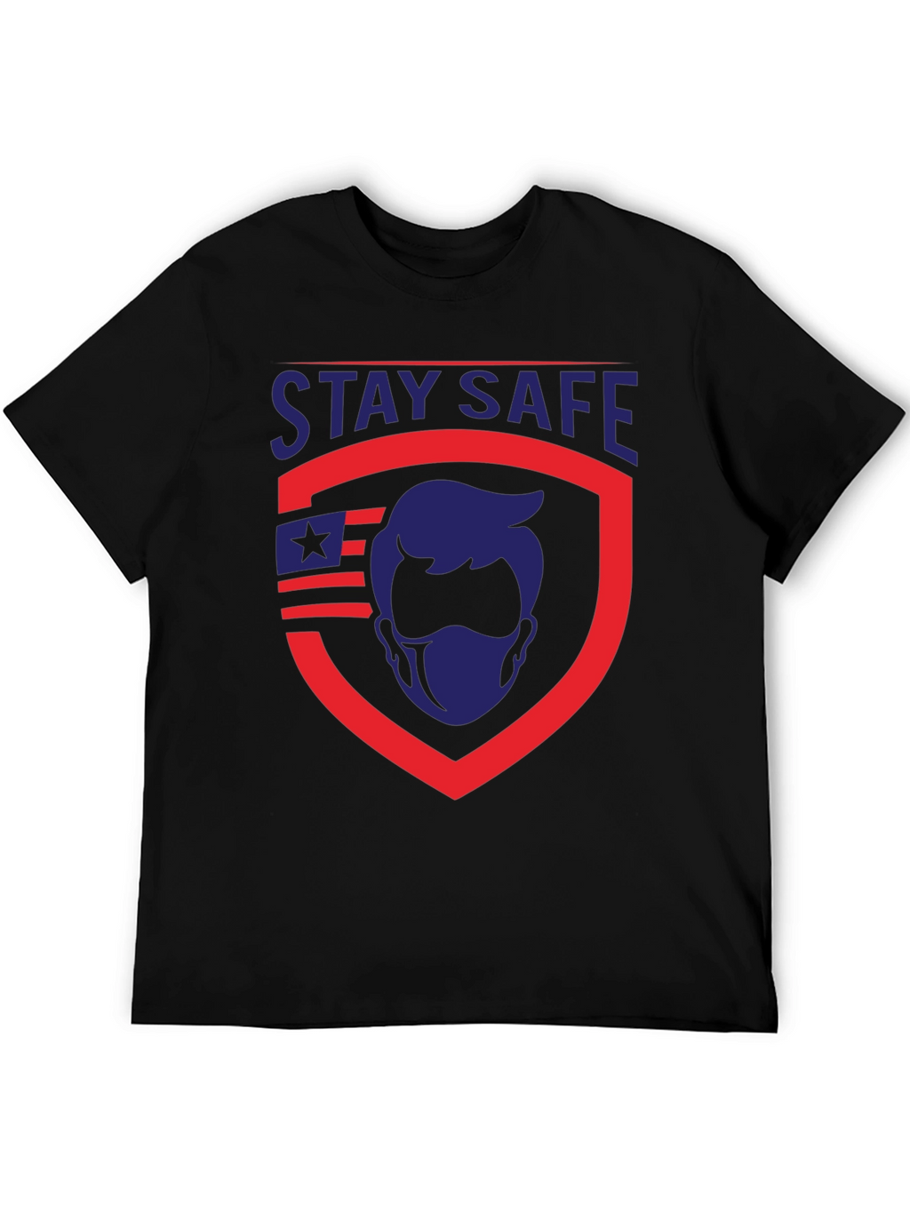 Stay Safe Graphic T-Shirt - Patriotic Shield Design