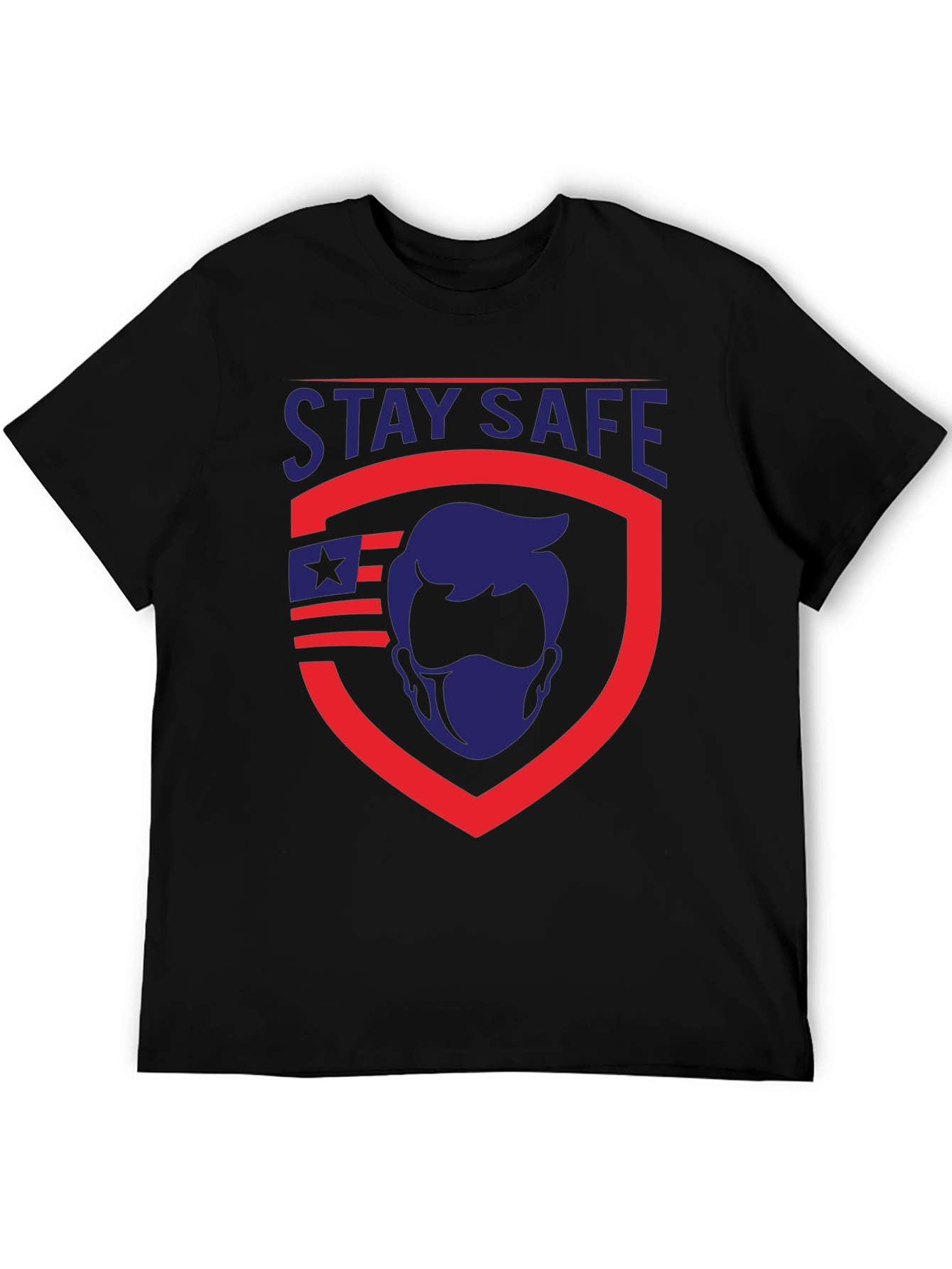 Stay Safe Graphic T-Shirt - Patriotic Shield Design