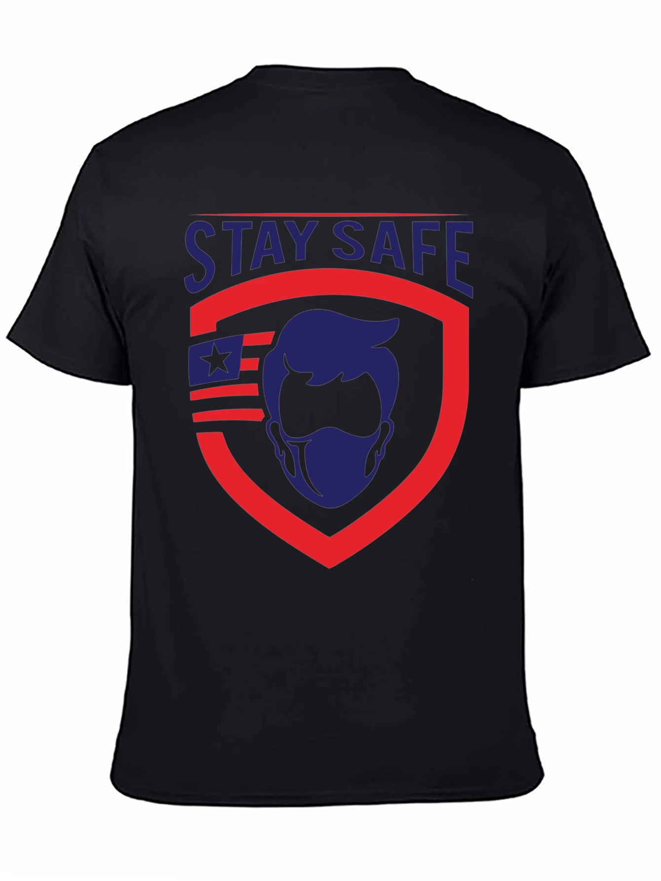 Stay Safe Graphic T-Shirt - Patriotic Shield Design