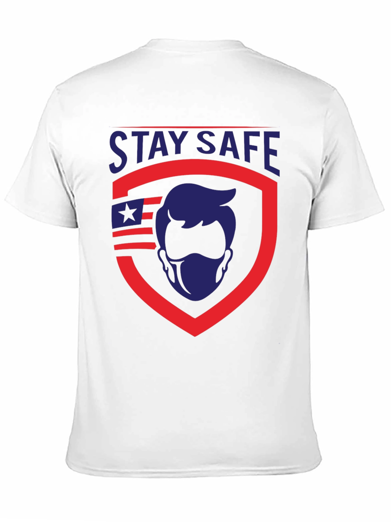 Stay Safe Graphic T-Shirt - Patriotic Shield Design