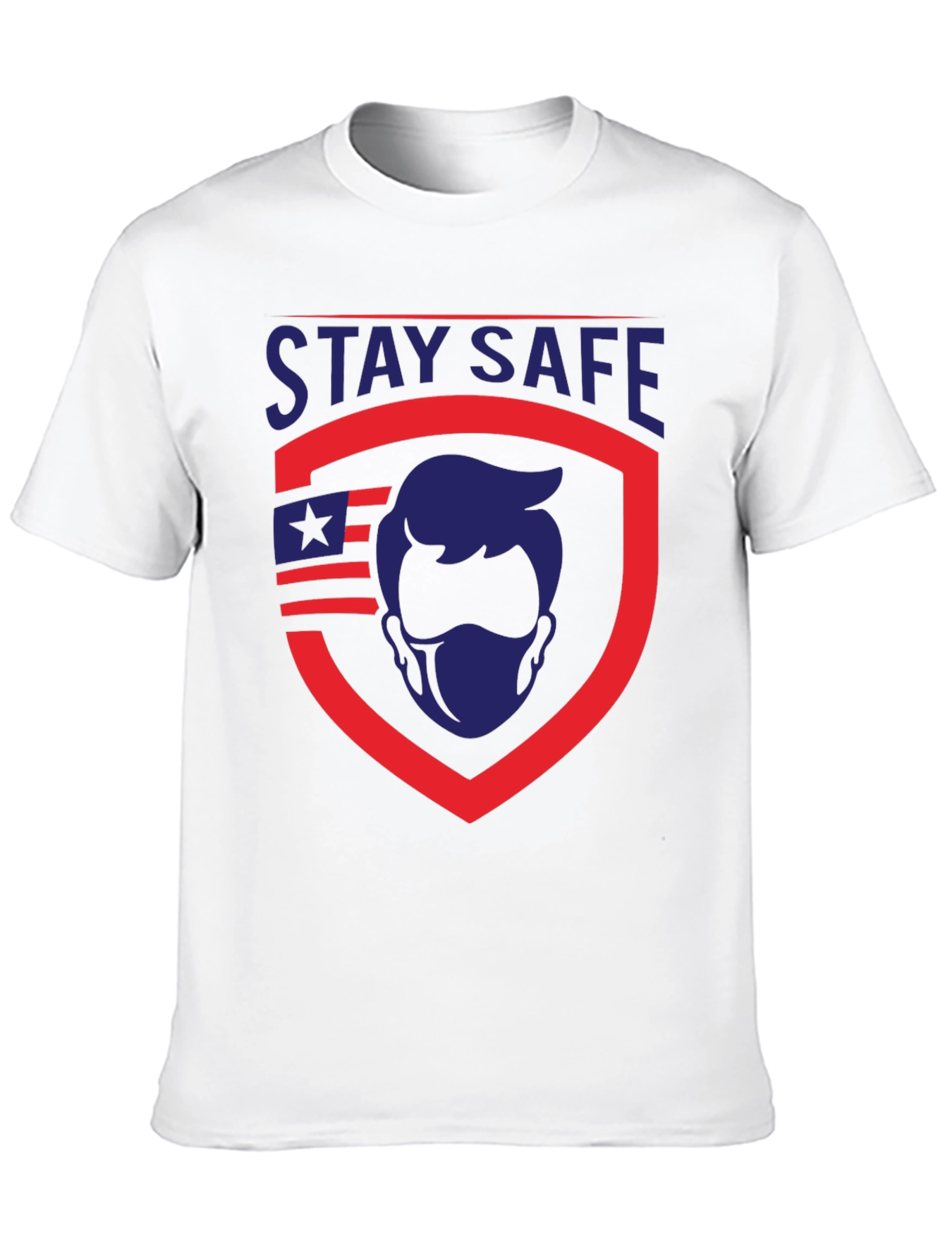 Stay Safe Graphic T-Shirt - Patriotic Shield Design