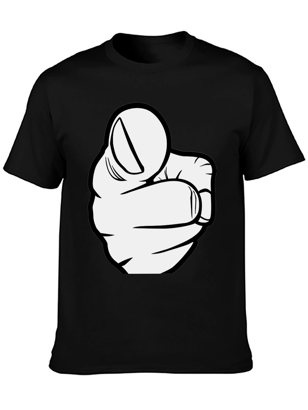 Pointing Finger Graphic Tee - Black Cotton T-Shirt