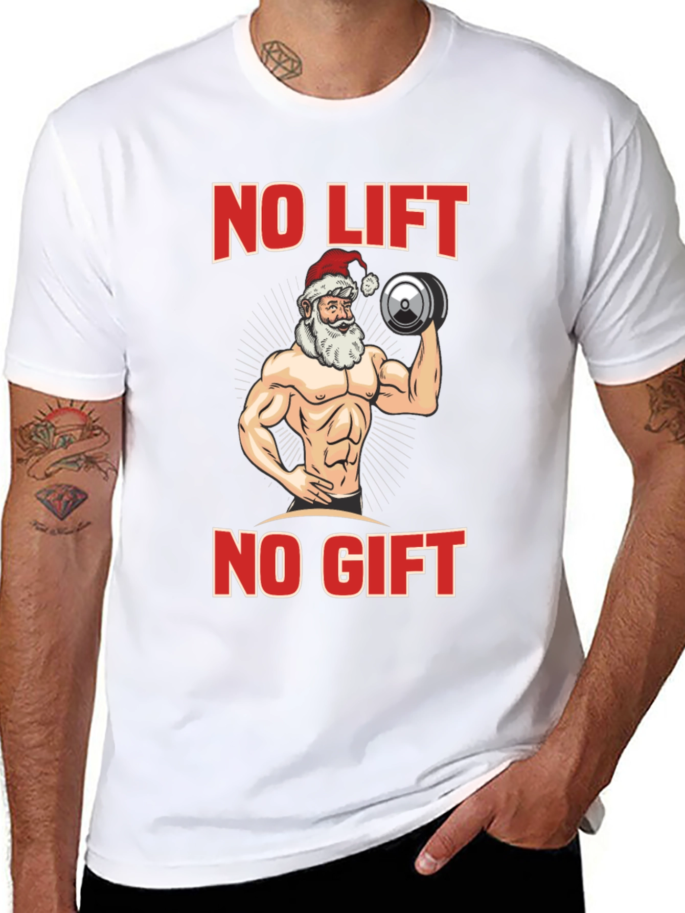 No Lift No Gift Santa Christmas Tee